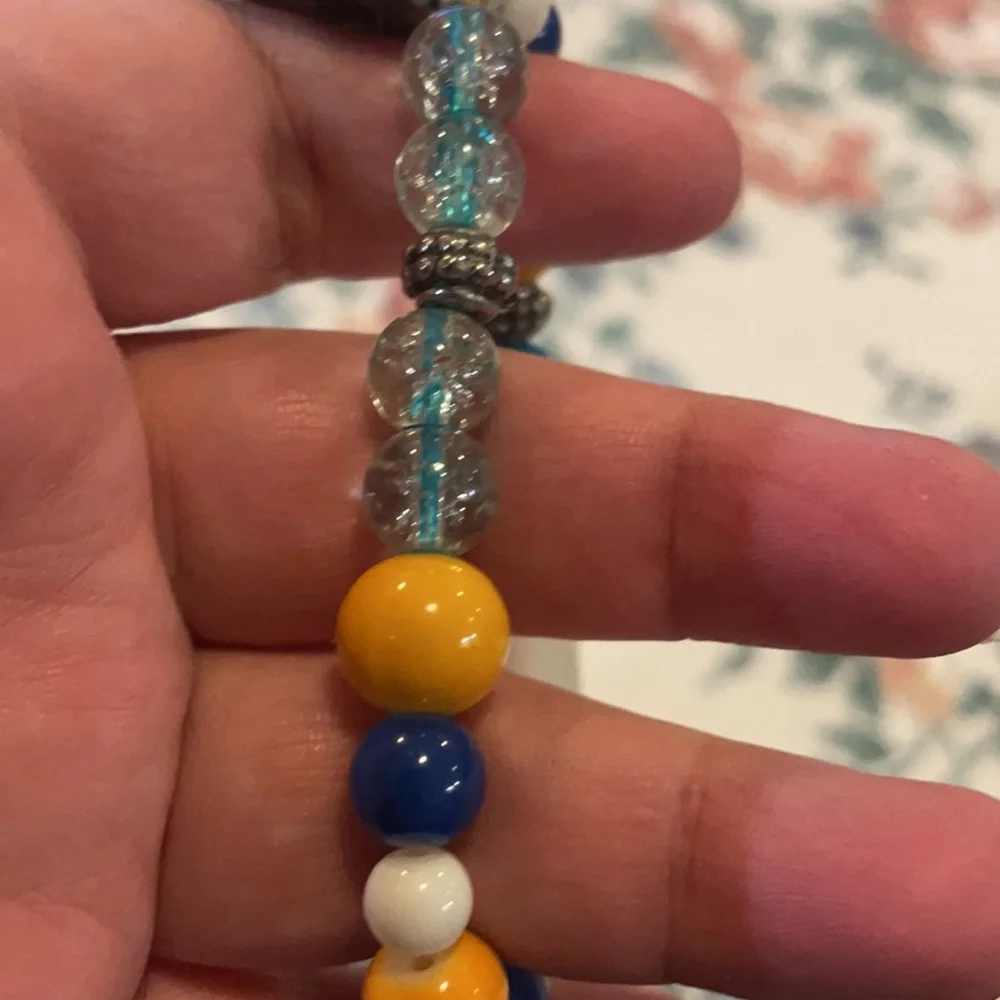 - New Hand made beaded infant of Prague silver pendant bracelet